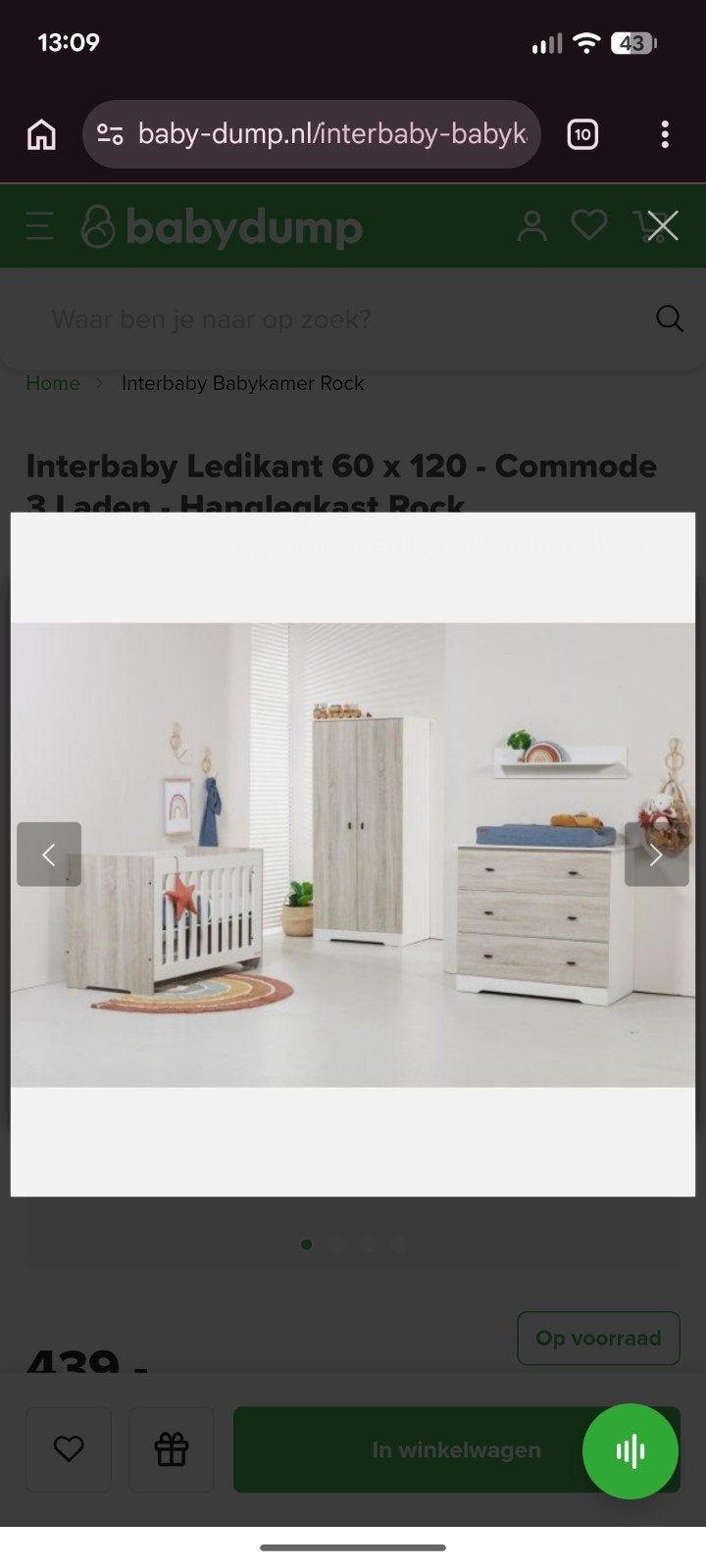 Interbaby Ledikant, Commode en Kledingkast - Rock, Kinderen en Baby's, Kinderkamer | Complete kinderkamers, Ophalen, Gebruikt