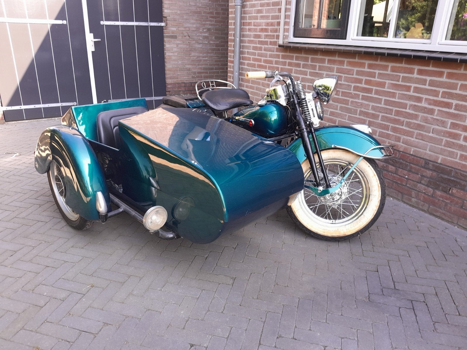 UNIEK: 1943 Harley-Davidson WLA  met zijspan, 2 cilinders, Chopper, Gebruikt, Handgeschakeld