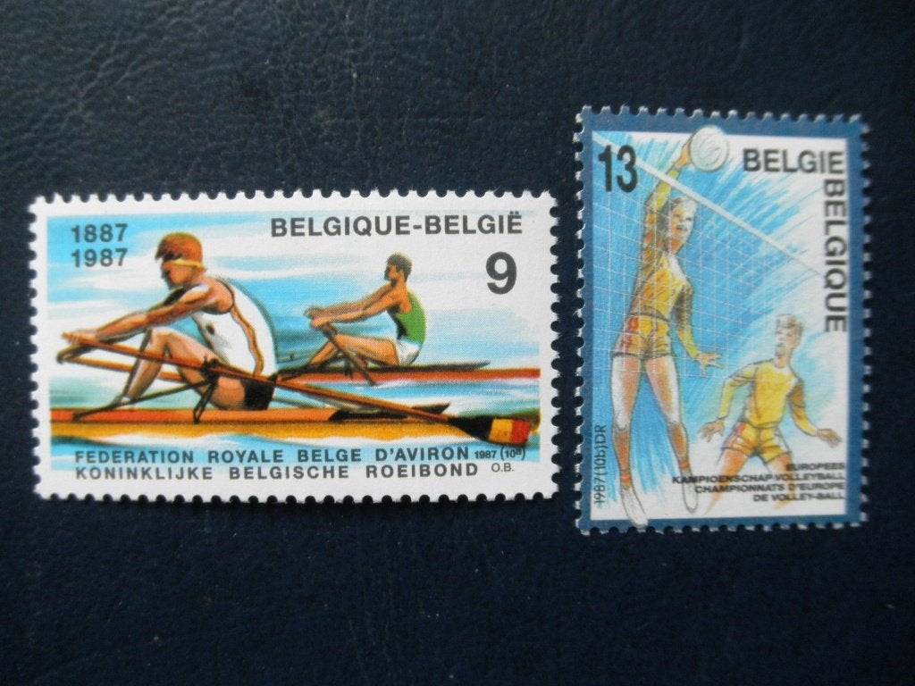 Postzegels België 1987 roeien volleybal - cw. 2,50 postfris., Postzegels en Munten, Ophalen of Verzenden, Postfris, Sport