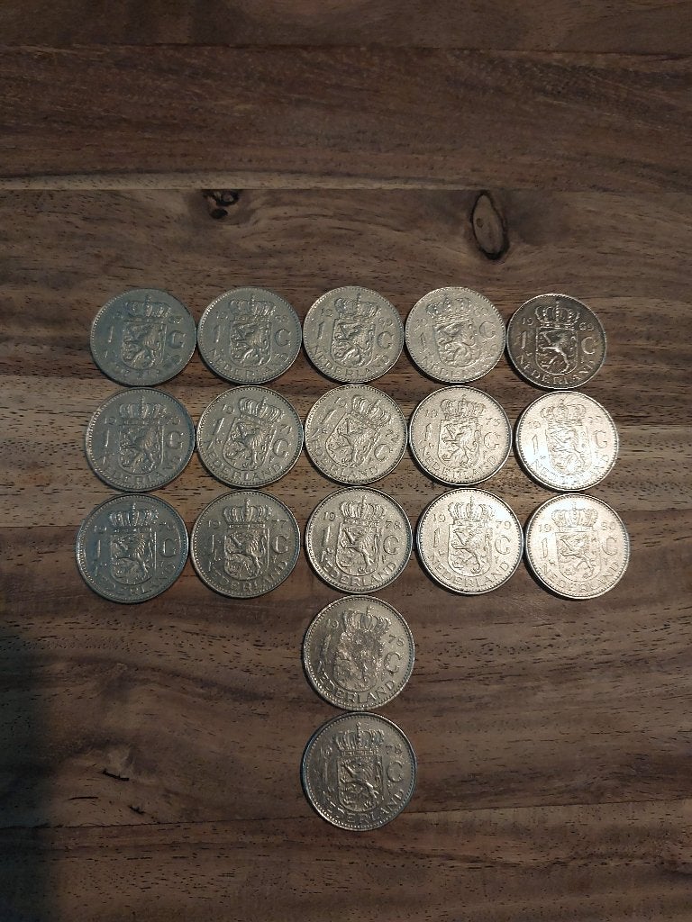 17 guldens juliana 1967 t/m 1980, Postzegels en Munten, Munten | Nederland, Verzenden, Koningin Juliana, 1 gulden, Setje