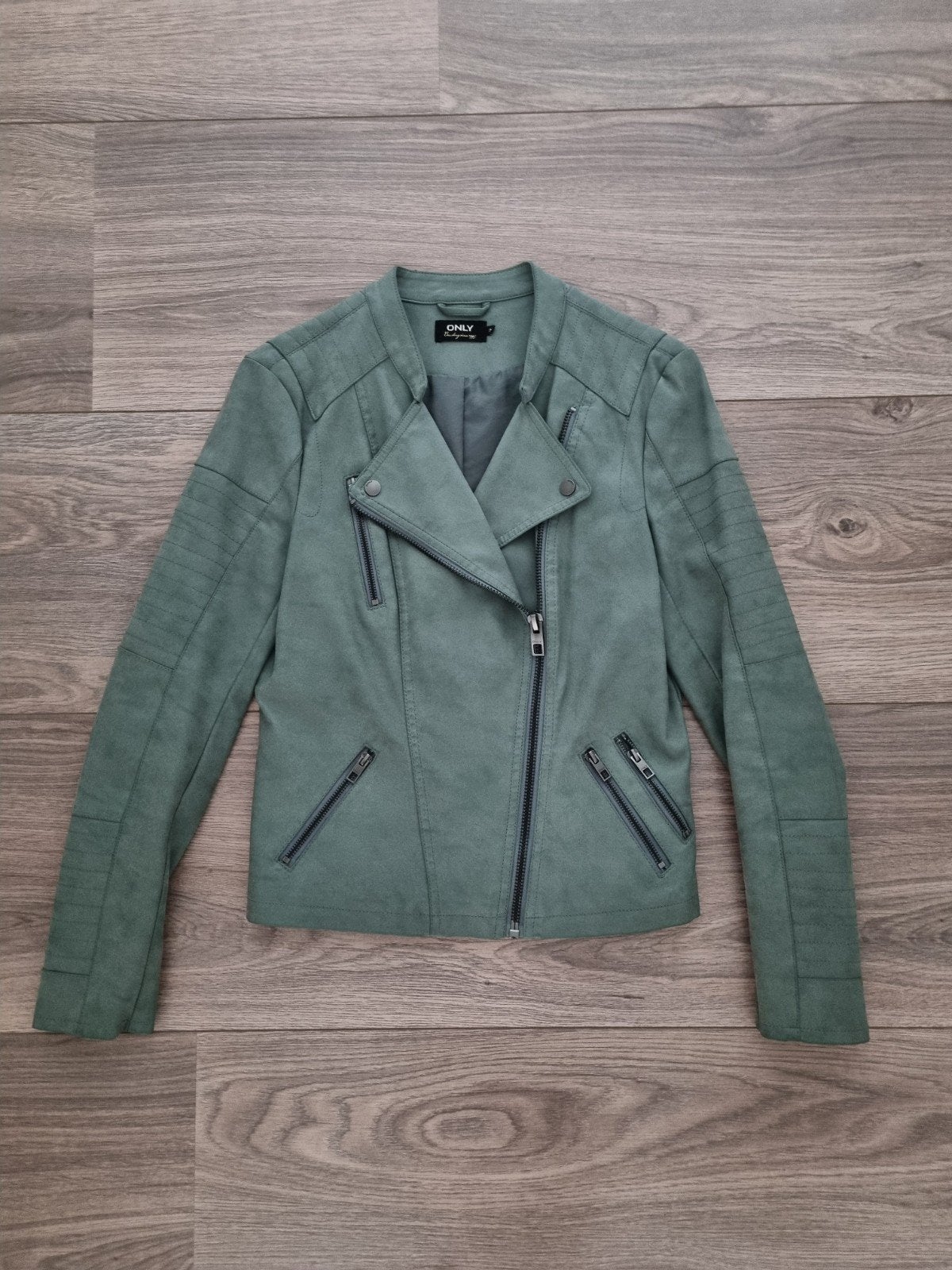 ONLY groen suède-look bikerjack - Maat 36, Ophalen of Verzenden, Maat 36 (S), Groen, ONLY