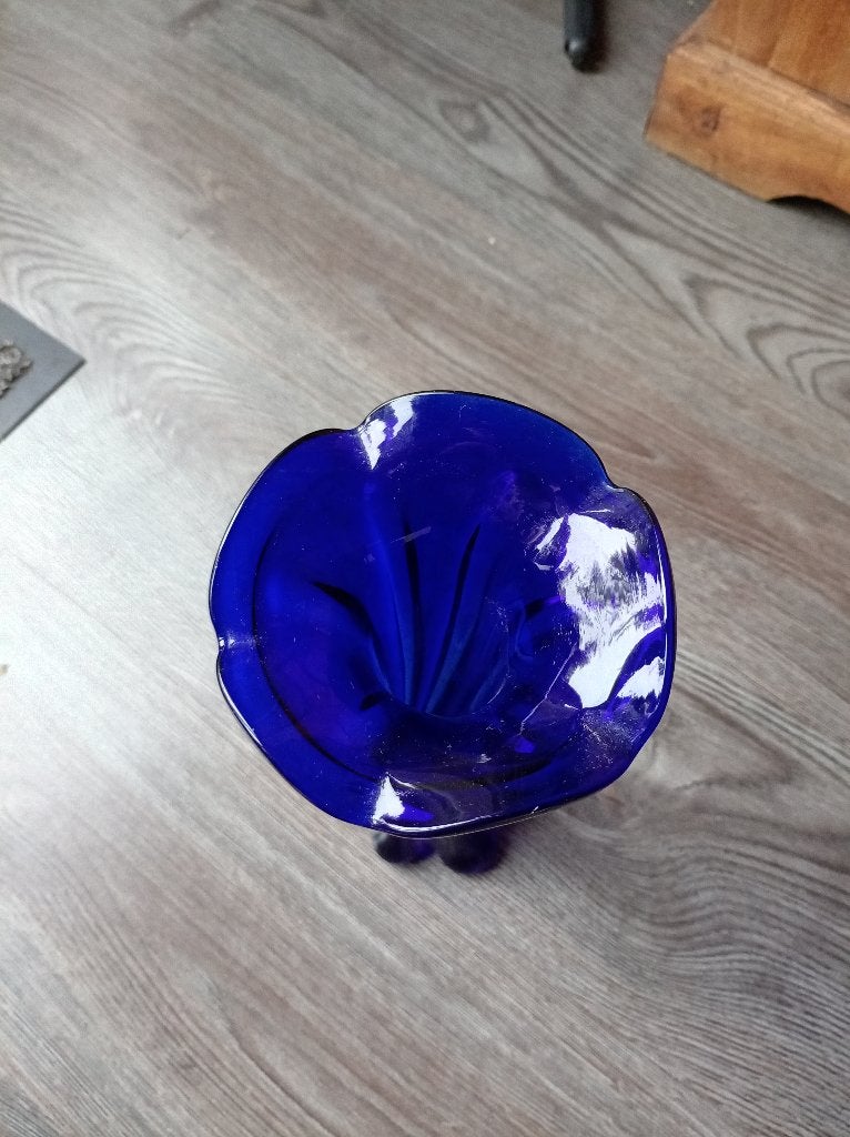 Vaas Cobalt Blauw , Murano Stijl Kelkvaas, Ophalen of Verzenden