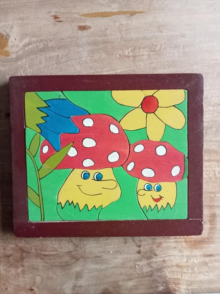 Houten Paddenstoel Puzzel voor Kinderen, 2 tot 4 jaar, Gebruikt, Ophalen of Verzenden, Van hout