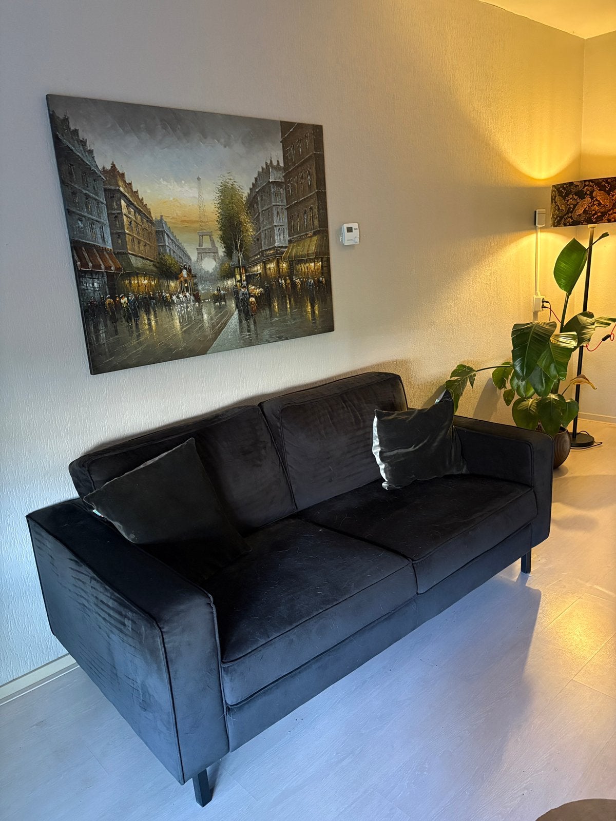 Woood 2,5-zits bank Robin - Fluweel - antraciet/zwart, Huis en Inrichting, Ophalen, Gebruikt, 150 tot 200 cm, Tweepersoons
