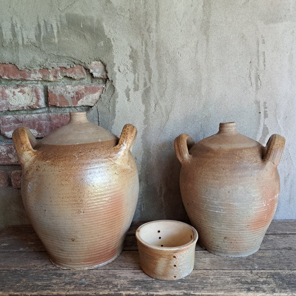 Oude brocante Franse aardewerk kruik 2 oren kaasmal *Etage3*, Gebruikt, ., Ophalen of Verzenden, .