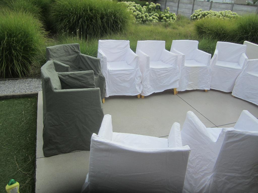 12 Toy stoelen Driade met hoes, Tuin en Terras, Tuinstoelen, Ophalen, Gebruikt, Plastic, Stapelbaar