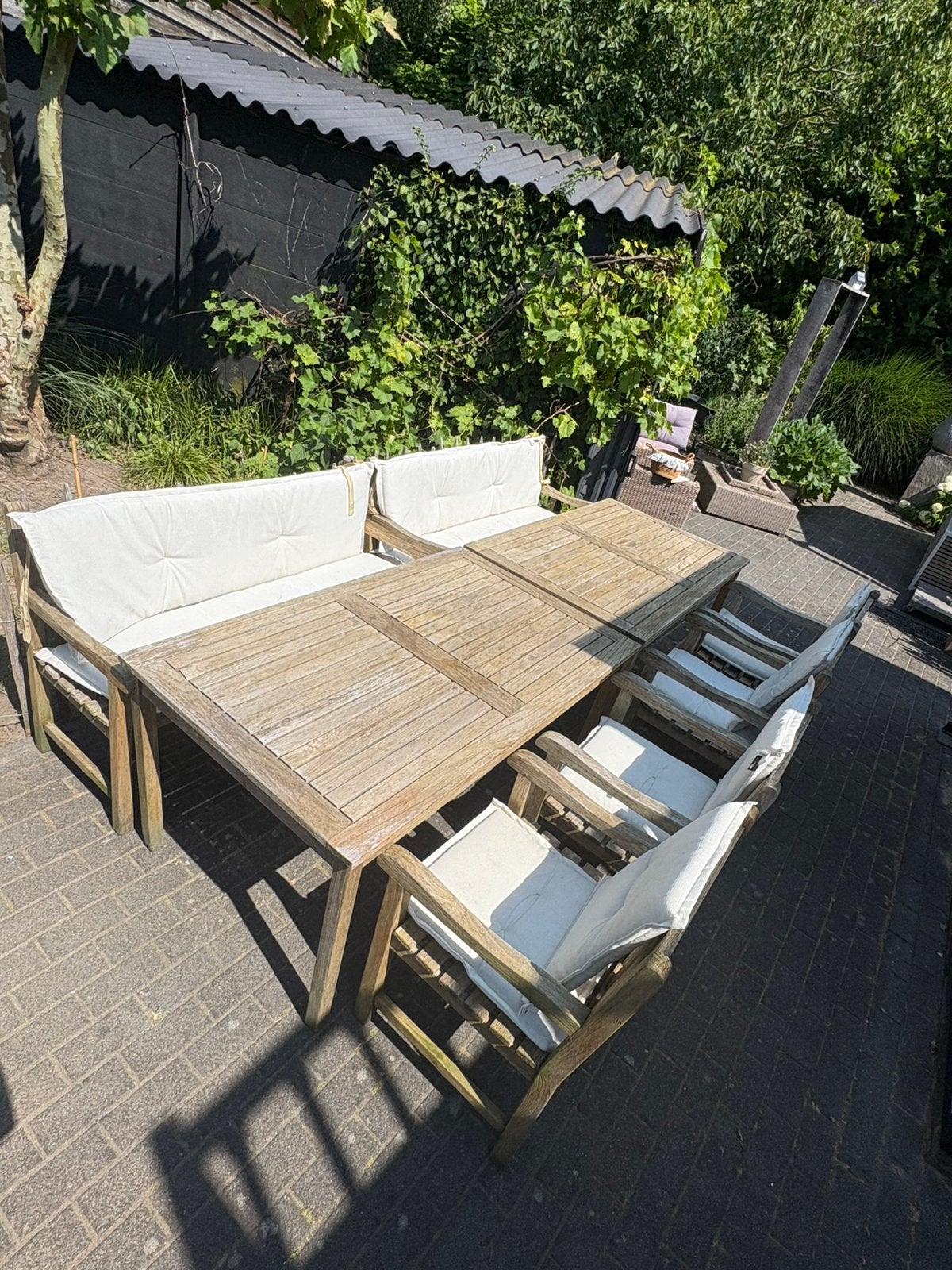 Tuinset Loungeset Queen’s teak van Kees Smit, Tuin en Terras, Tuinsets en Loungesets, Ophalen, Gebruikt, Eettafel, Teakhout