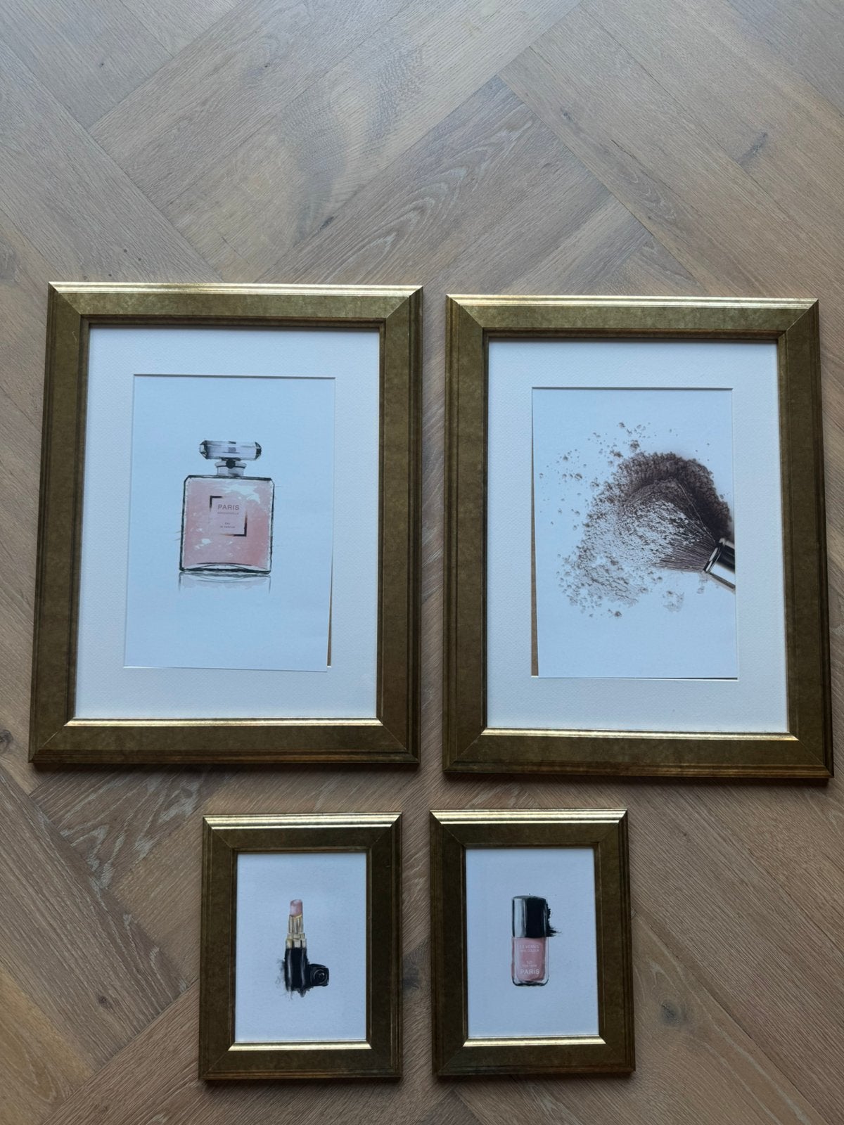Posters make up met gouden lijst 4 posters, Ophalen, Minder dan 50 cm, Schilderij