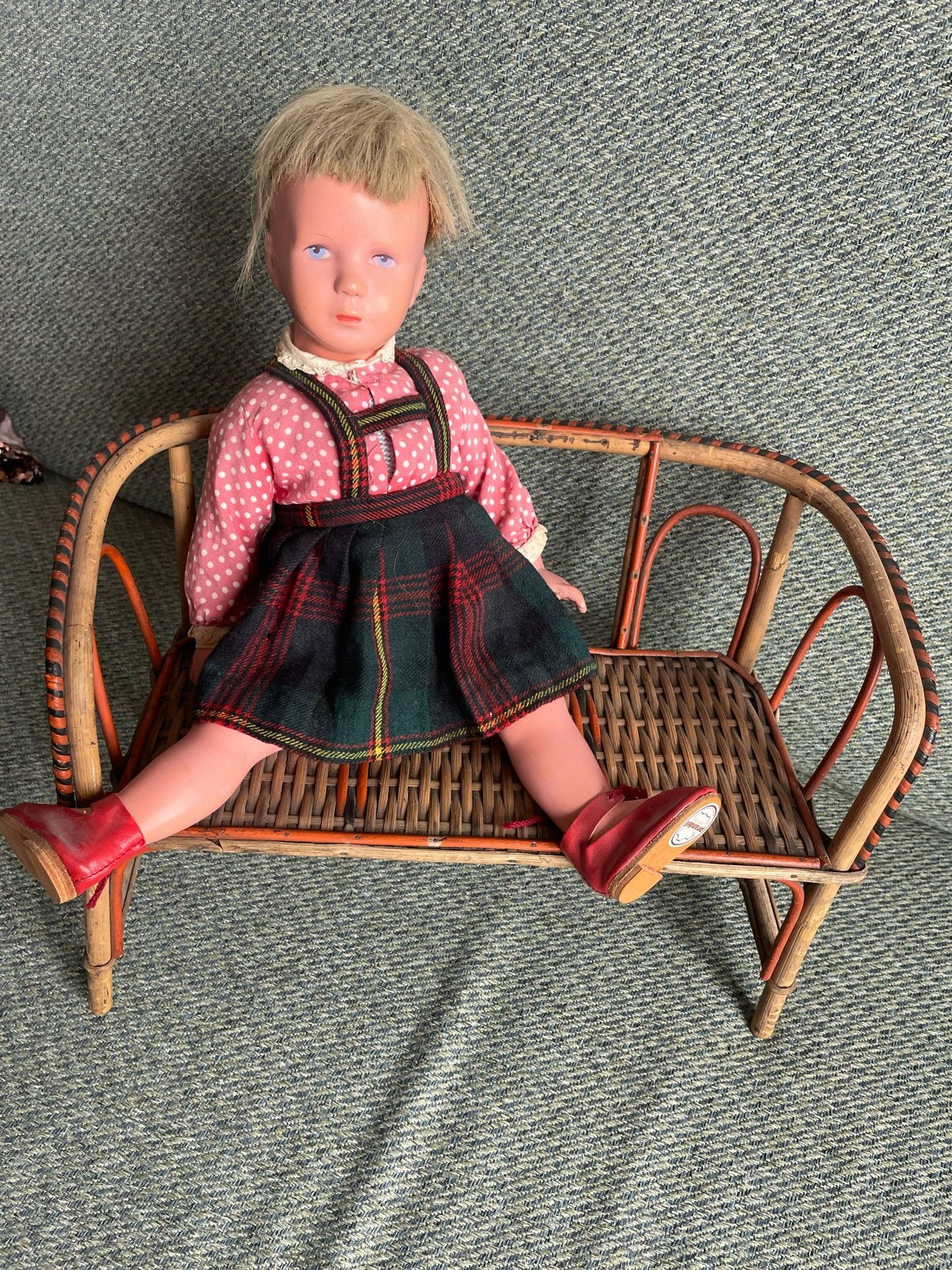 Käthe Kruse Tortulon pop, 40 cm - Vintage met kleding, Verzamelen, Poppen, Ophalen of Verzenden, Gebruikt, Pop