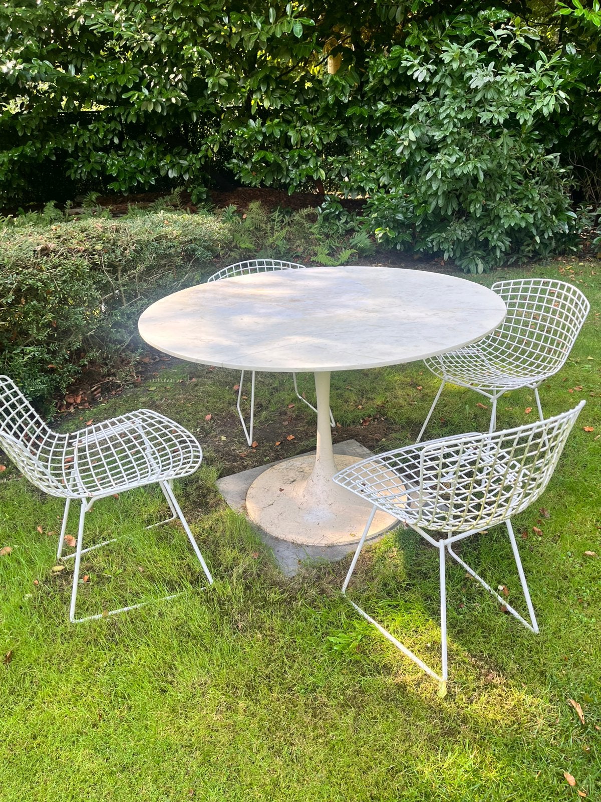 4 design stoelen KNOLL Harrie Bertoia, Ophalen, Gebruikt, Wit, Design