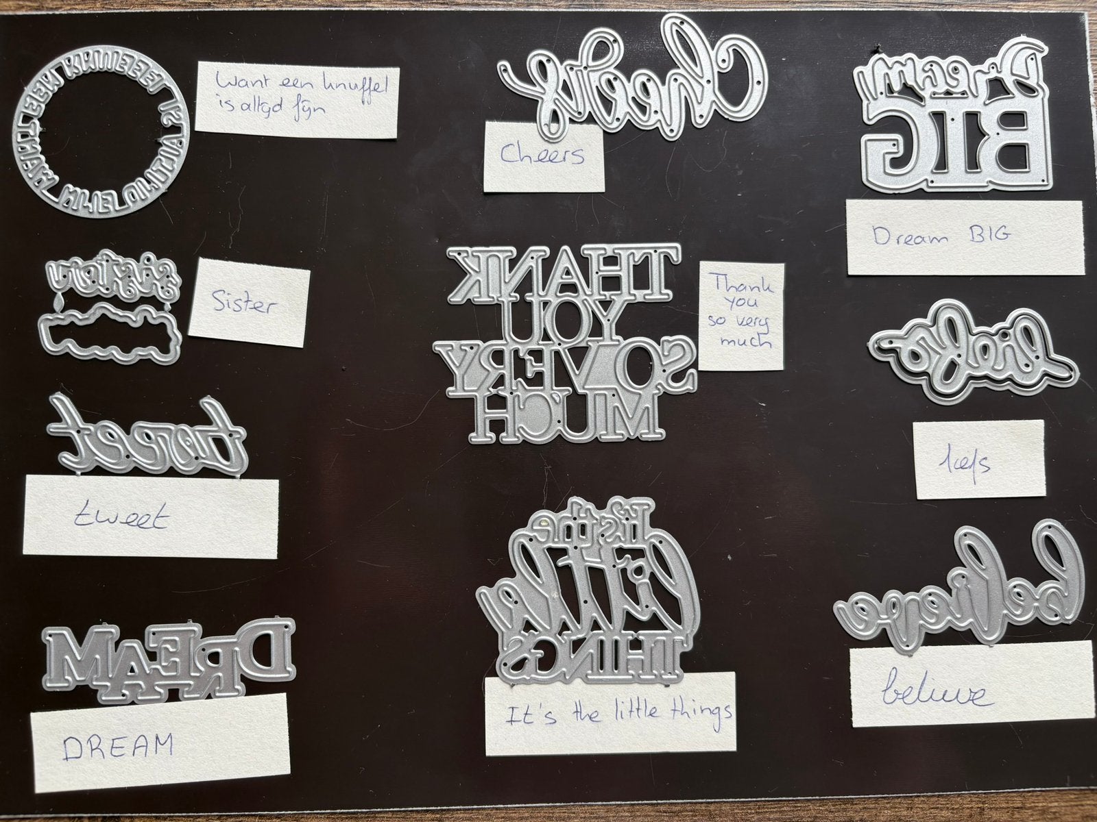 Veel verschillende snijmallen met tekst, Ophalen of Verzenden, Zo goed als nieuw, Frame of Mal