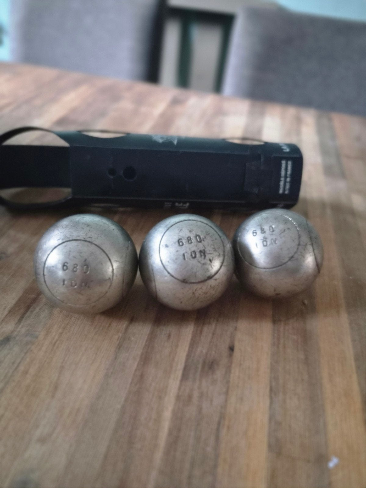 Set idn competitie Petanque 680 gram 74mm, Ophalen of Verzenden, Gebruikt
