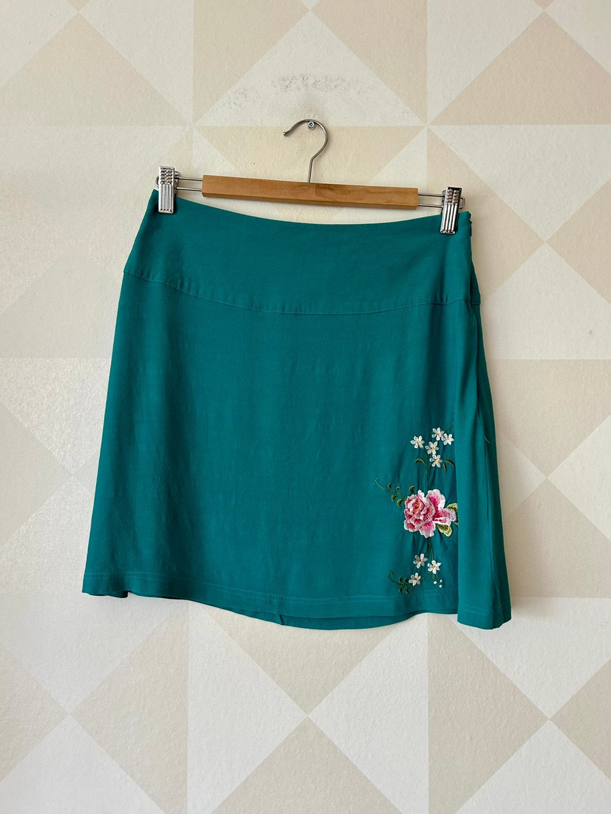 King Louie Border Skirt rok groen roze roos S/36 zgan, Kleding | Dames, Rokken, Ophalen of Verzenden, Zo goed als nieuw, King Louie