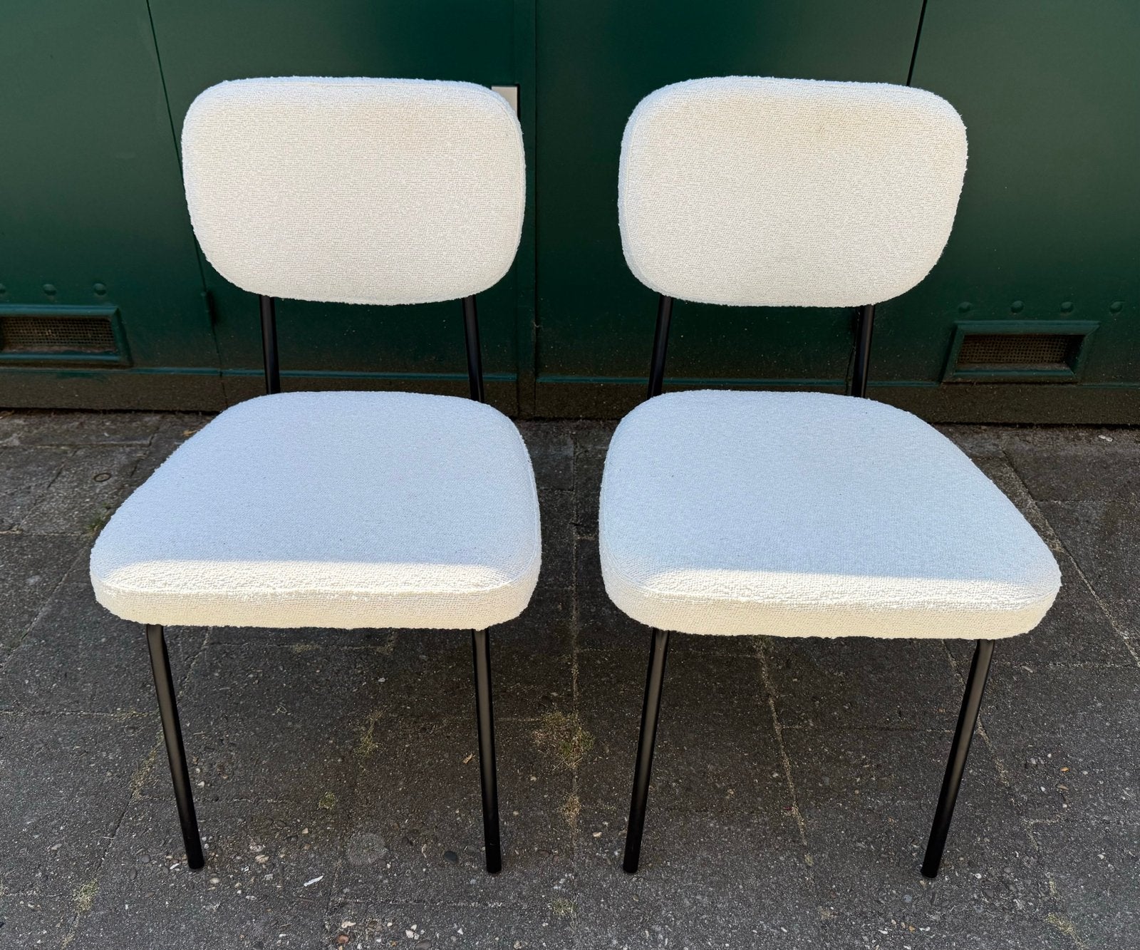 Set van twee stoeltjes bekleed met wollen stof, Ophalen, Gebruikt, Twee, Wit