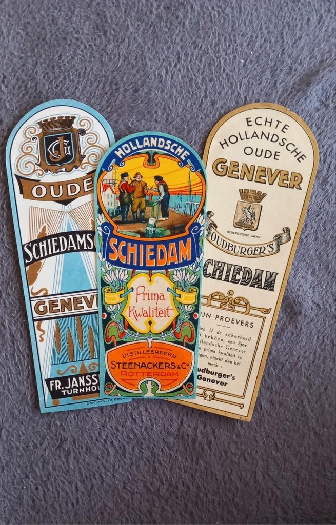 Mooie Zeldzame Kelderfles Etiketten Jenever Schiedam, Ophalen of Verzenden, Zo goed als nieuw, Overige typen