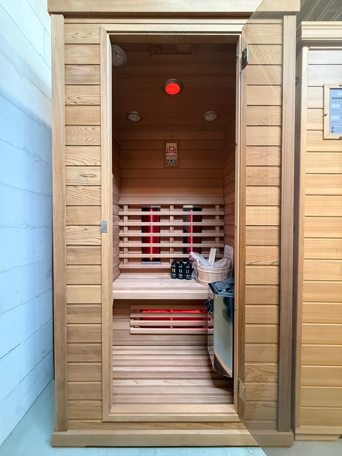 Combi Sauna - Infrarood + Fins - 230V | GRATIS BEZORGD!, Ophalen of Verzenden, Zo goed als nieuw, Infrarood, Complete sauna