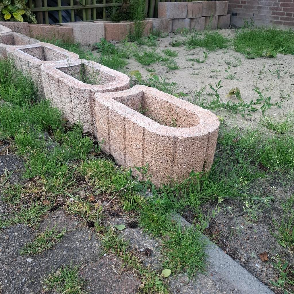 20 stuks betonnen bloembakken, plantenbakken, Tuin en Terras, Ophalen, Gebruikt, Minder dan 30 cm, Minder dan 60 cm