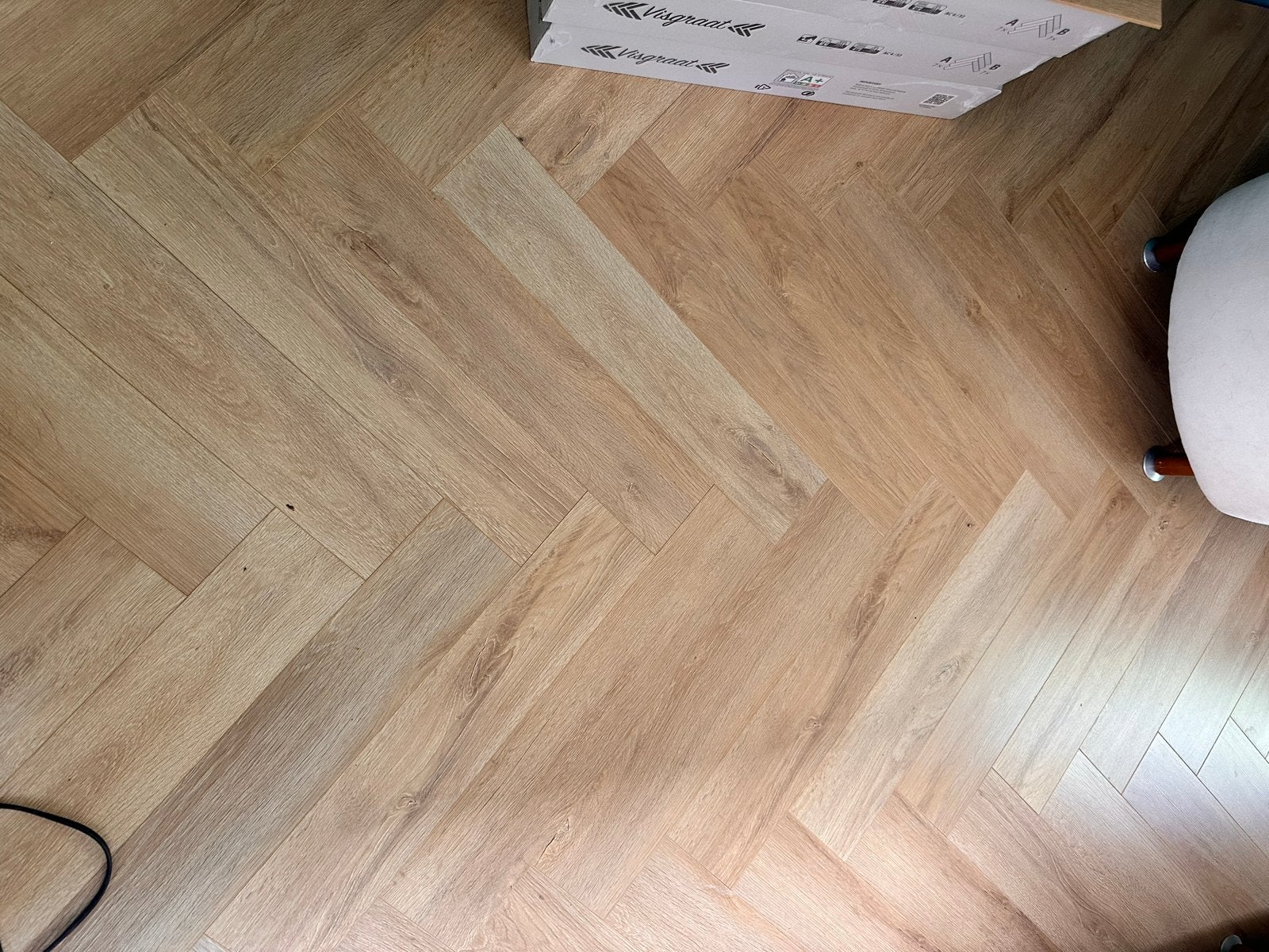 Visgraat laminaat Natuur Eiken - 35m2 over van klus, Ophalen, Nieuw, 10 m² of meer, Hout