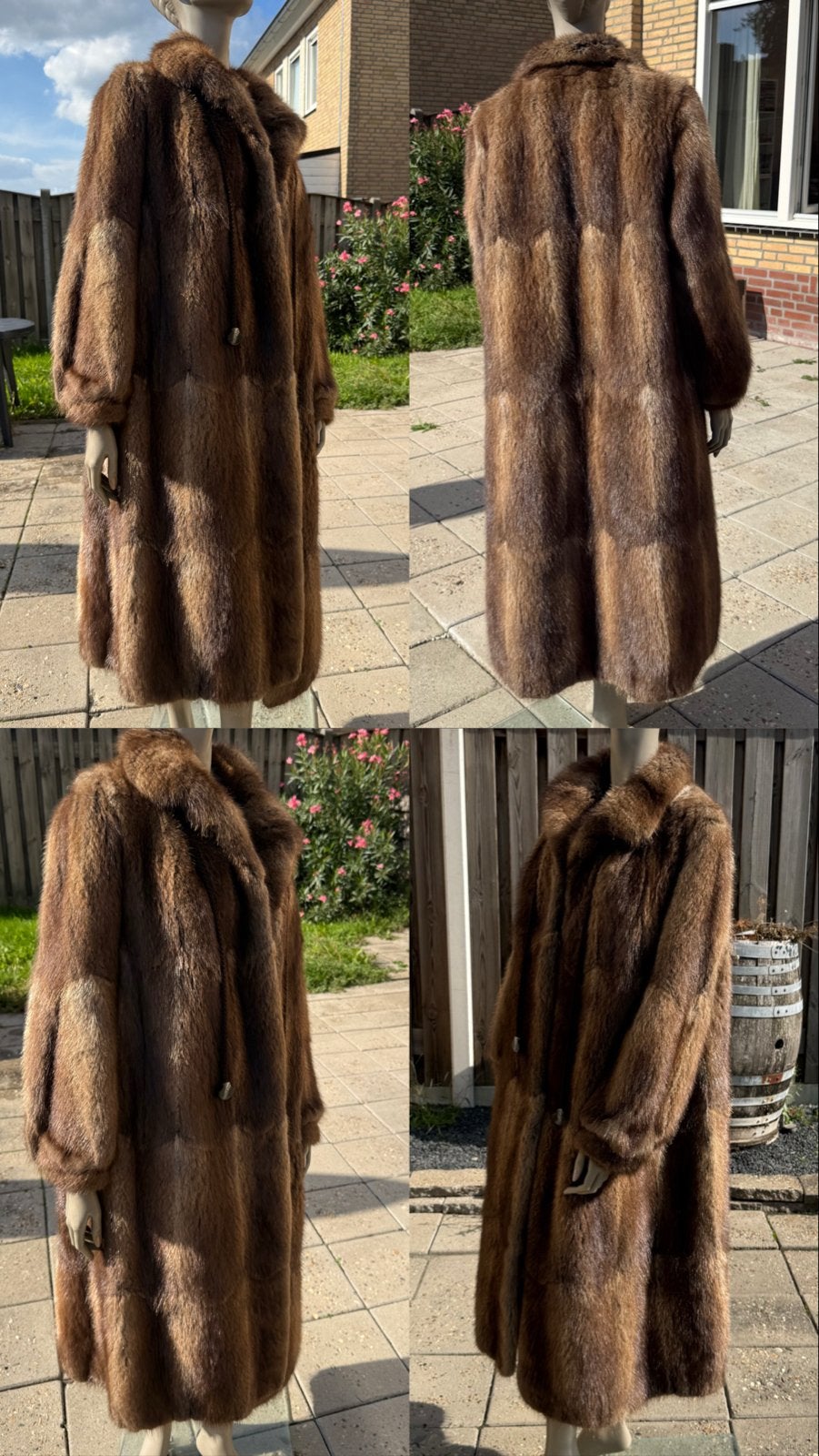 Vintage Nutria Bontmantel, Uniek Handgemaakt Stuk, Maat S/M, Ophalen of Verzenden, Zo goed als nieuw, Maat 36 (S), Bruin