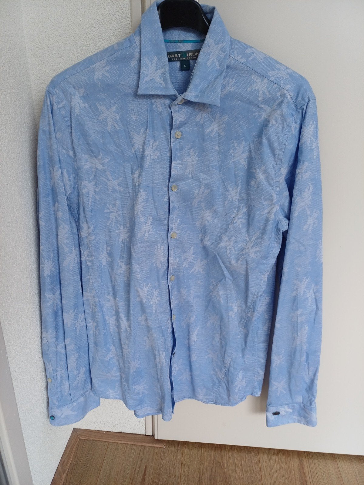 Overhemd  Cast Iron maat L, Blauw, Zo goed als nieuw, Cast Iron, Halswijdte 39/40 (M)