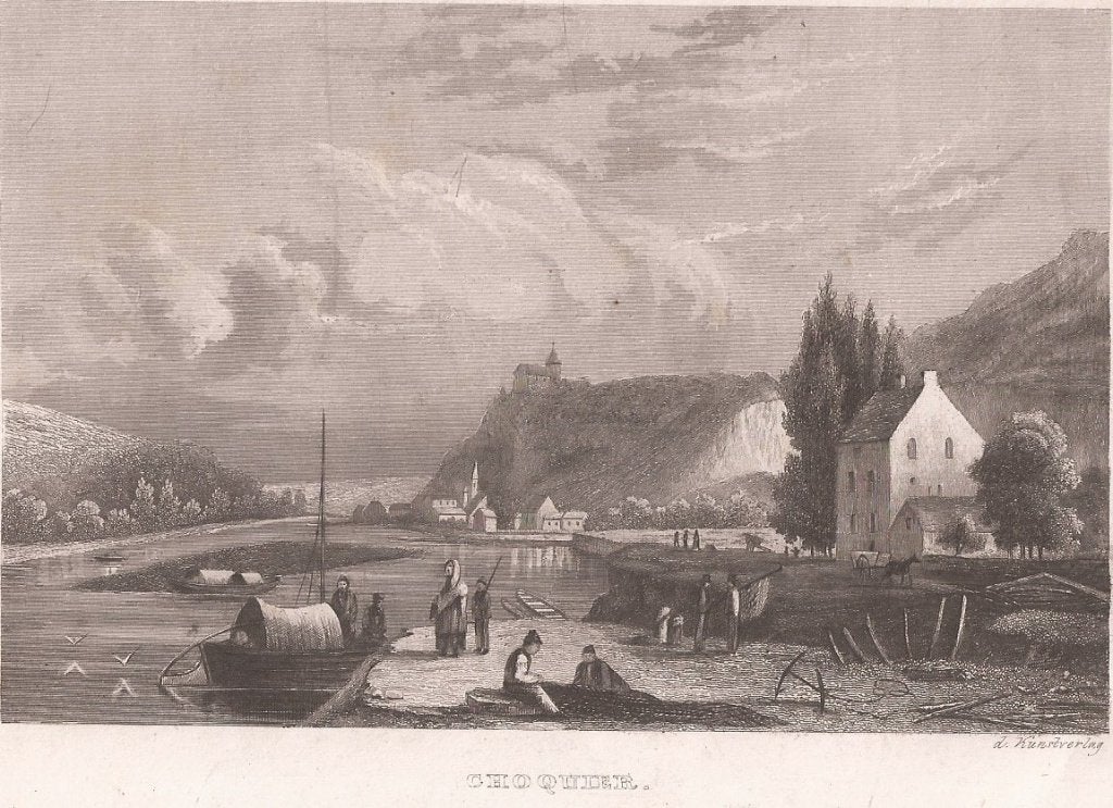 Gezicht op Chokier - Choquier aan de Maas ca. 1830 Staalgrav, Antiek en Kunst, Origineel, 1800 - 1899, Stadsgezicht, Ophalen of Verzenden