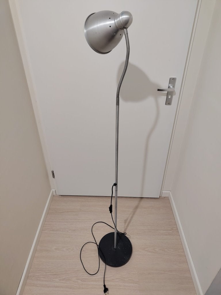 Staande lamp, Huis en Inrichting, Lampen | Vloerlampen, Ophalen, Gebruikt, E27 (groot), Metaal