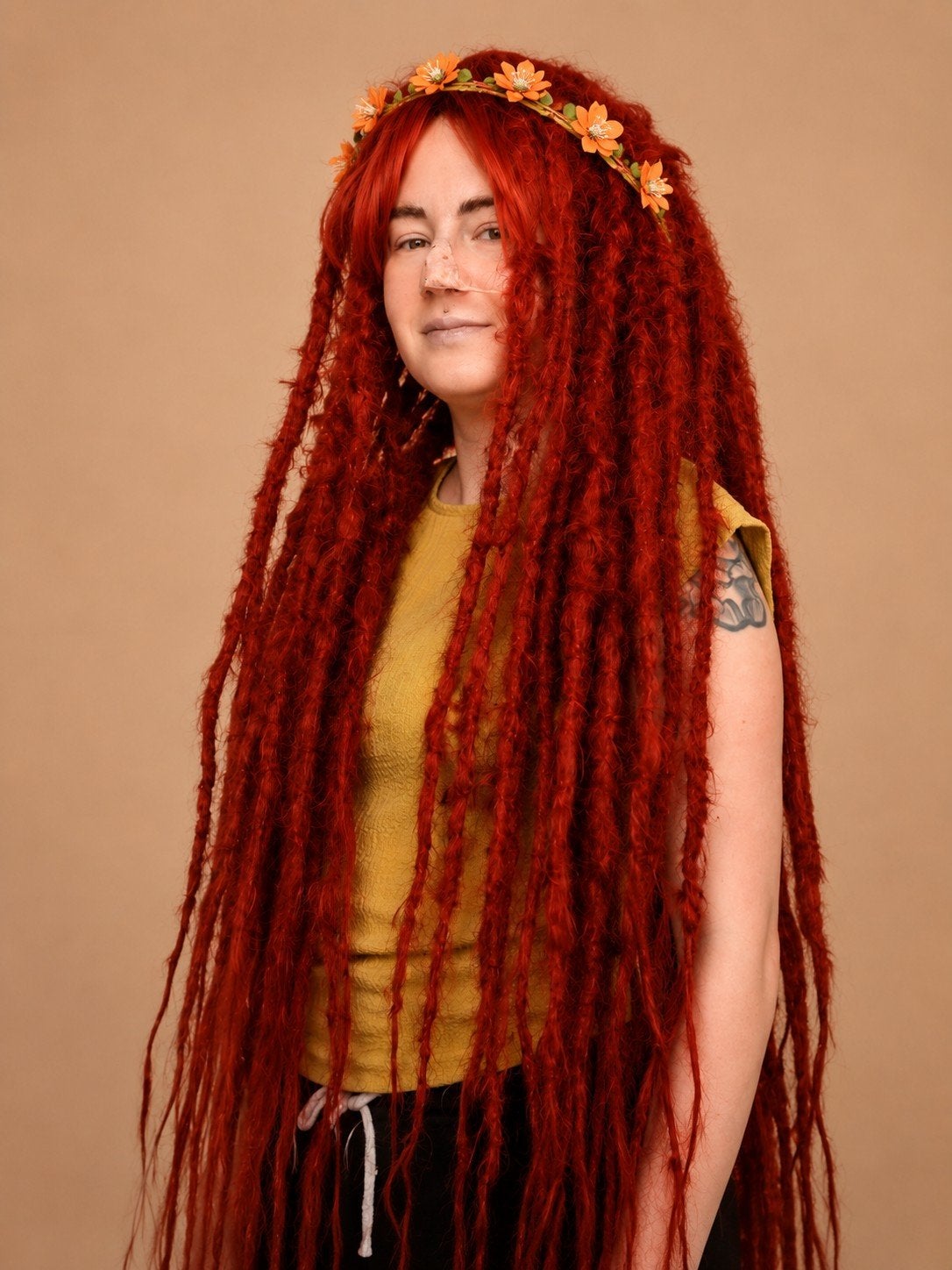 Extra lange rode dreadlock pruik 100cm, Sieraden, Tassen en Uiterlijk, Ophalen of Verzenden, Nieuw, Pruik of Haarverlenging