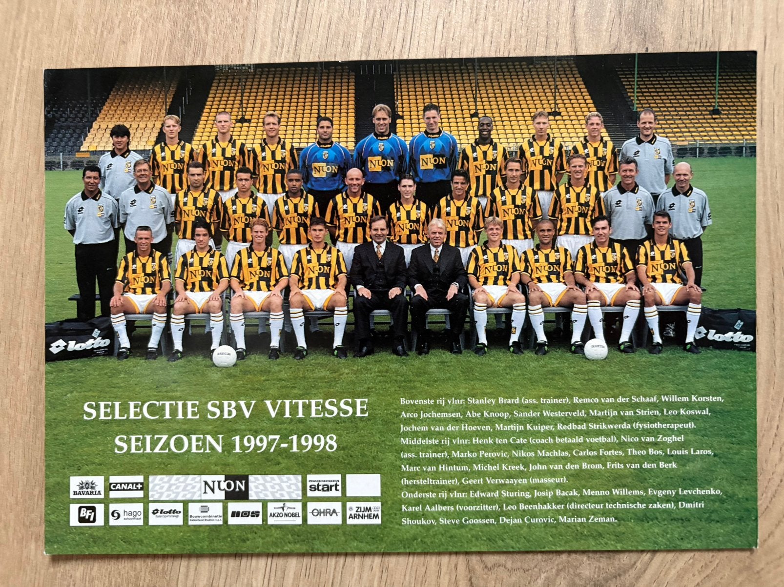 Elftalfotokaart Vitesse 1997-1998  A5 formaat., Ophalen of Verzenden, Nieuw, Vitesse, Spelerskaart