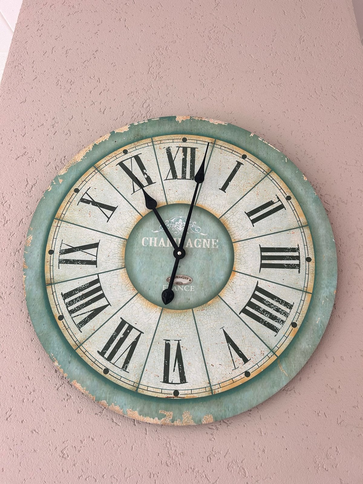 Vintage Wandklok Champagne Frankrijk Stijl, Ophalen