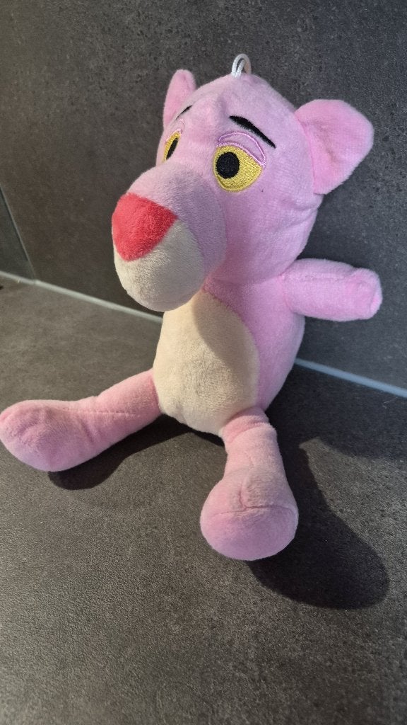 Pink Panther knuffel, zuignap, 28 cm. Roze Panter. T10, Tweedehands verkoop, Tweedehands verkoop, Gebruikt, Overige typen