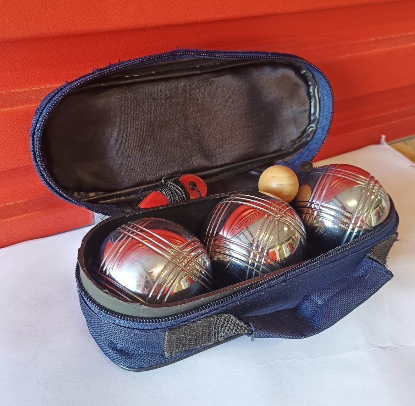 Jeu de Boules Petanque set met 3 ballen en draagtas, Ophalen of Verzenden, Gebruikt