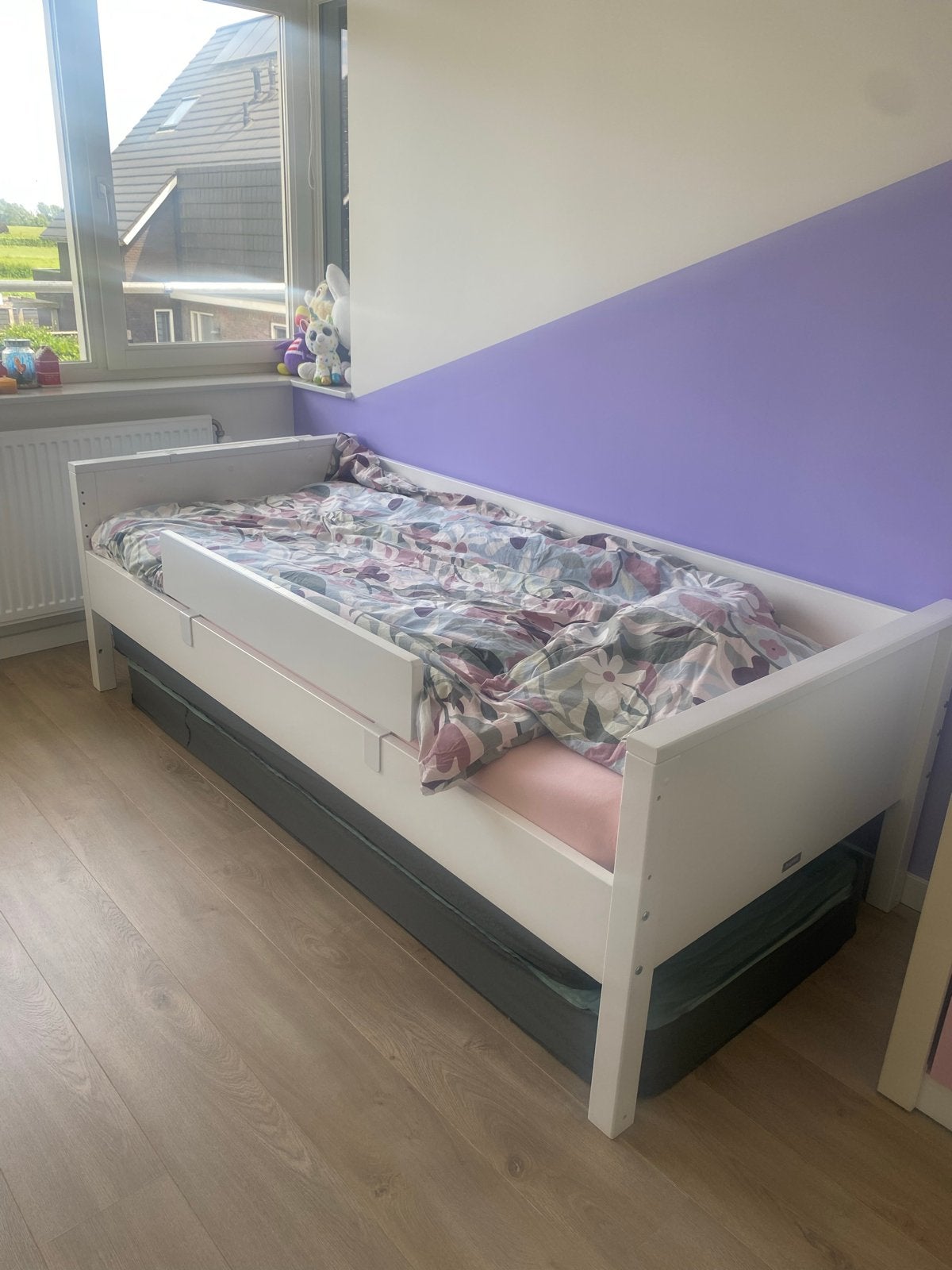 Bopita Bed en Kledingkast - Wit met Donkerblauwe Details, Gebruikt, Eenpersoons, Wit, Ophalen of Verzenden