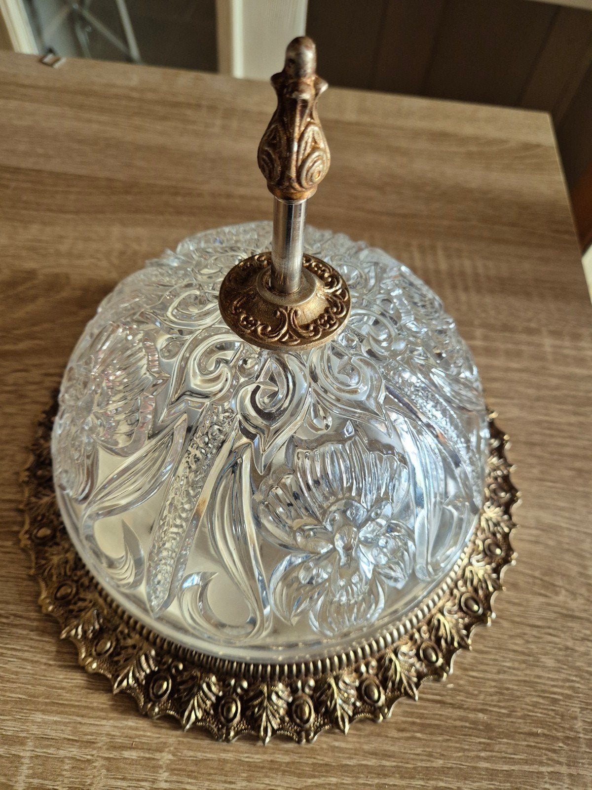 brocante plafonnière, 25 cm, Antiek, Ophalen of Verzenden, Glas