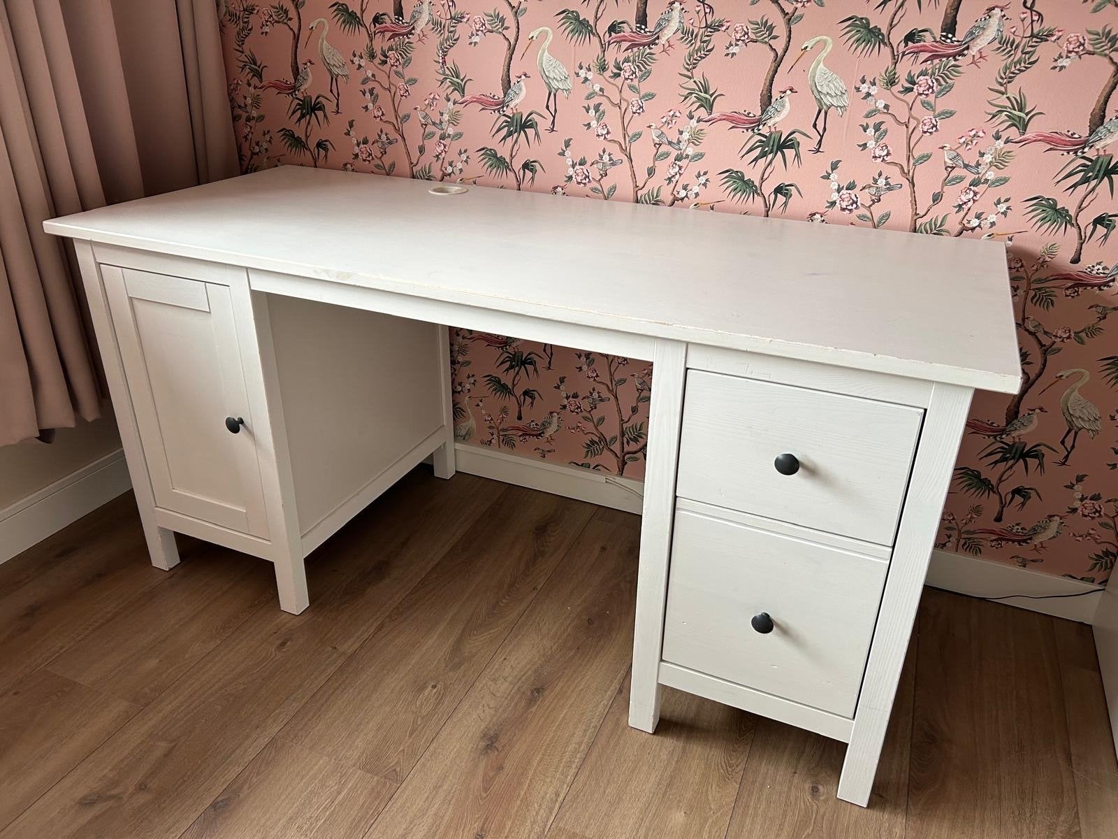 IKEA HEMNES Bureau wit gebeitst 155x65 cm, Ophalen, Gebruikt, Scandinavisch, IKEA