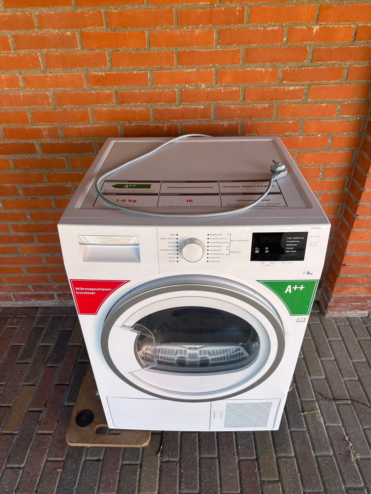Warmtepompdroger A++ - 8 kg defect, Witgoed en Apparatuur, Ophalen, 6 tot 8 kg, Zo goed als nieuw, Voorlader