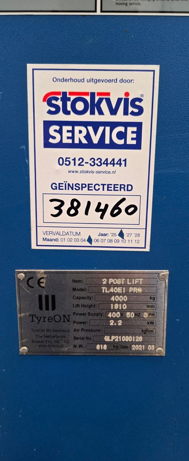 2-Koloms Hefbrug - TyreON TL4061 PRO - Geïnspecteerd, Ophalen, TyreON, Info@tyreon.nl, TyreON BV Akersloot