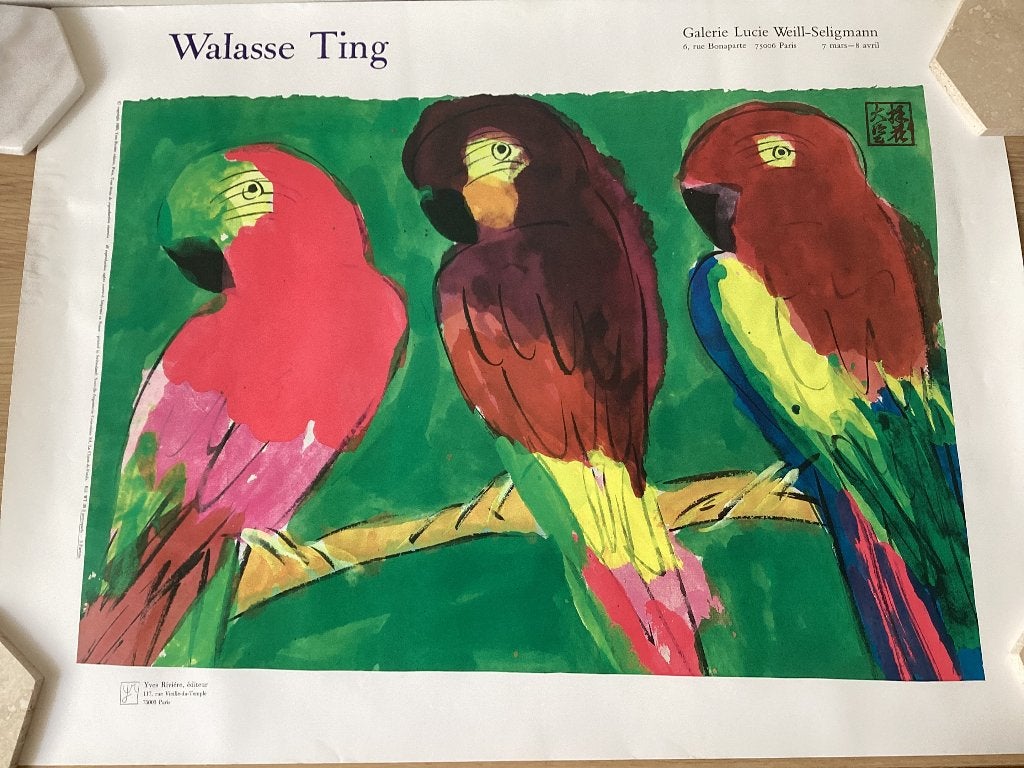 Vintage Poster Wallase Ting Three Parrots Drie Papegaaien, Ophalen