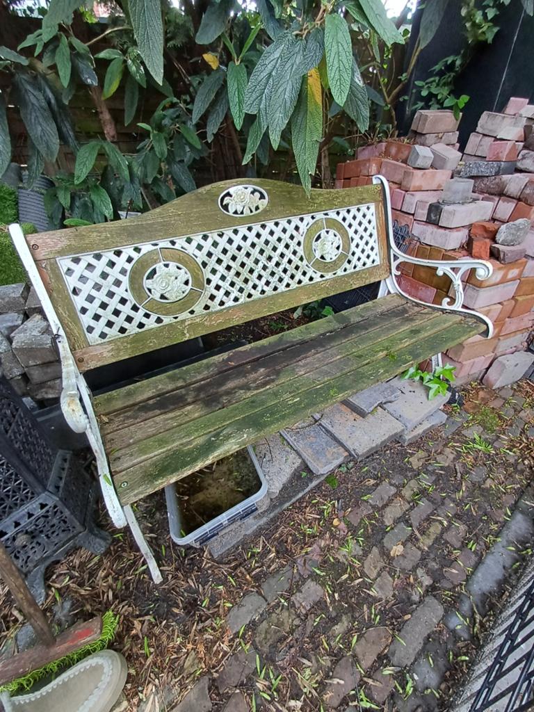 Nostalgisch tuinbankje, Ophalen, Gebruikt, Metaal