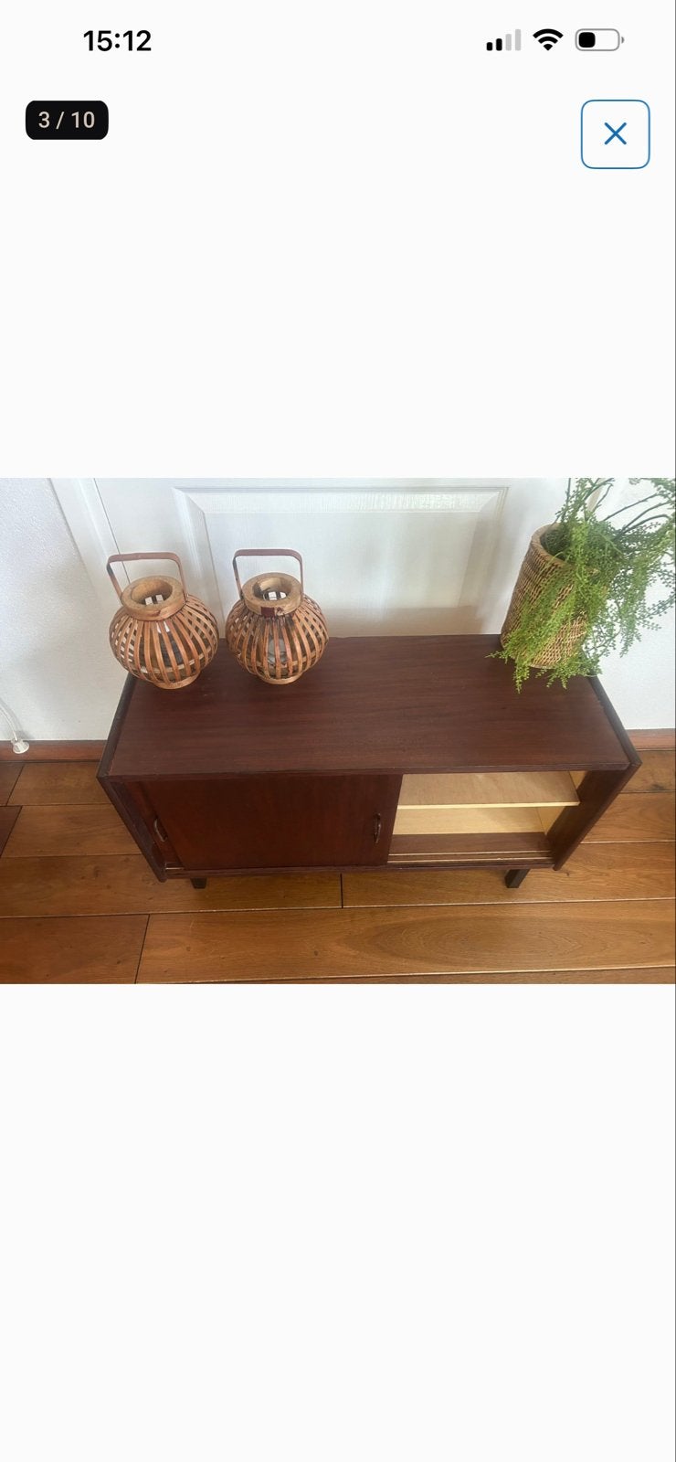Vintage Simpla Lux Teak Dressoir met Schuifdeurtjes, Ophalen, Gebruikt, Teakhout, 50 tot 100 cm