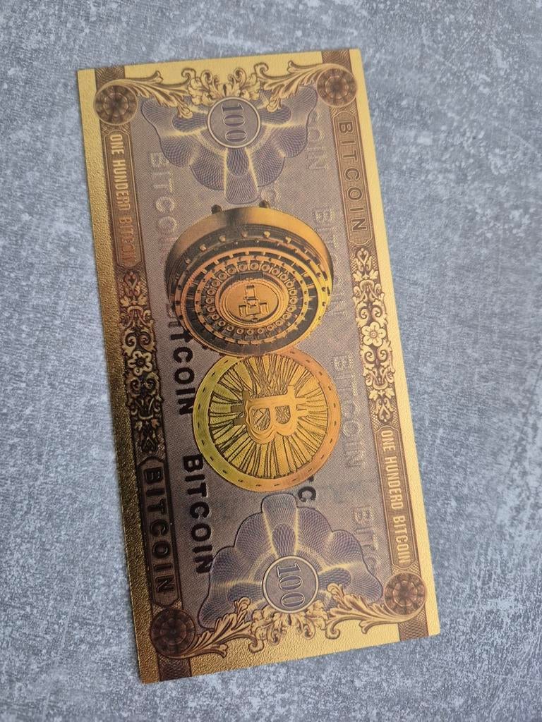 Gouden Bitcoin Biljet 100 bitcoins, Ophalen of Verzenden, Overige typen