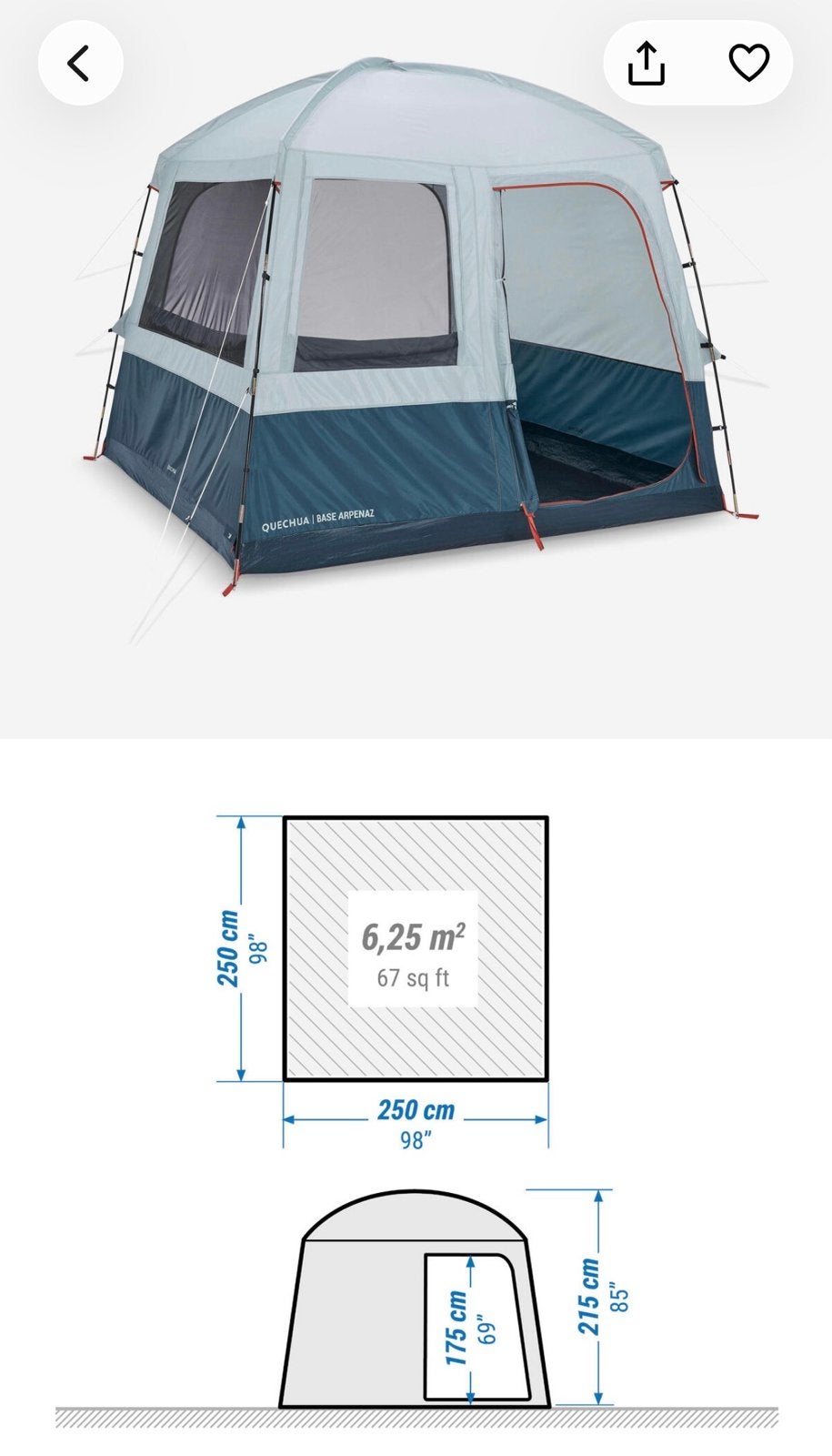 Zo goed als nieuwe Quechua Arpenaz Base tent, Caravans en Kamperen, Ophalen, Zo goed als nieuw, Tot en met 4