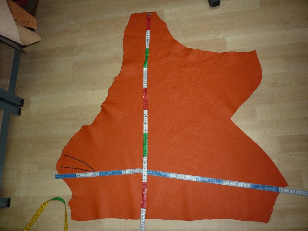 Oranje B restant echt leer rundleer, Hobby en Vrije tijd, Stoffen en Lappen, Verzenden, Leer of Kunstleer, Nieuw, Oranje