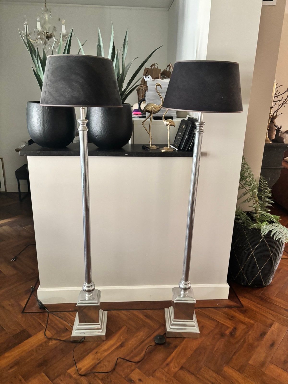 Vloerlamp 2 zilver, Ophalen, Zo goed als nieuw, 150 tot 200 cm