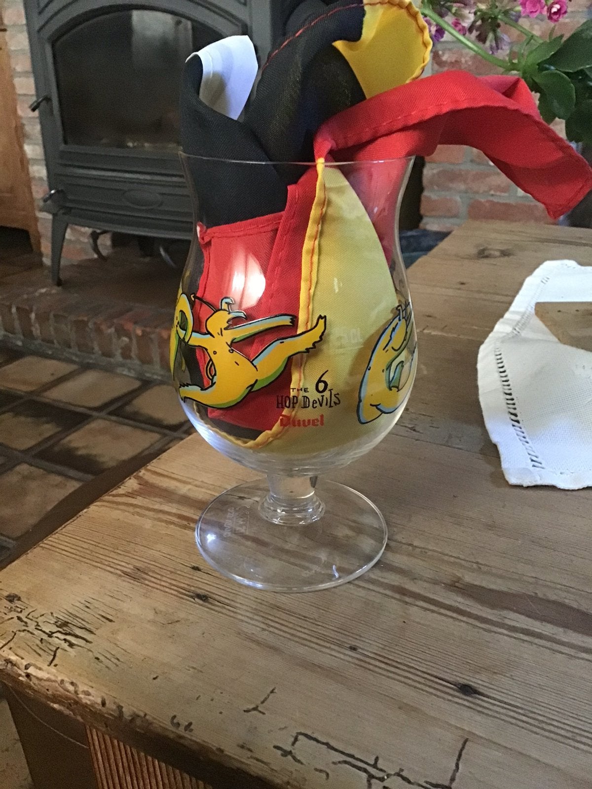 Duvelglas The 6 Hop Devils met Belgische vlag, Verzamelen, Ophalen of Verzenden, Zo goed als nieuw, Overige merken