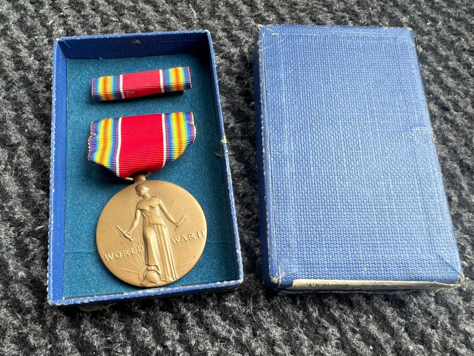 WO2 Amerikaans Victory medal medaille met ribbon bar baton, Amerika, Verzenden, Lintje, Medaille of Wings