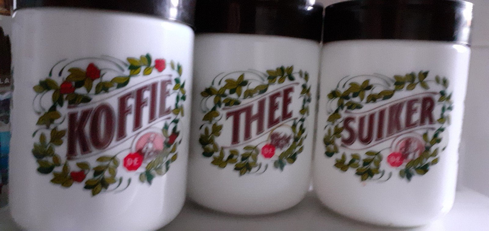 3 voorraad potten koffie suiker thee van D.E, Ophalen of Verzenden, Zo goed als nieuw, Overige materialen, Pot, Bus of Blik