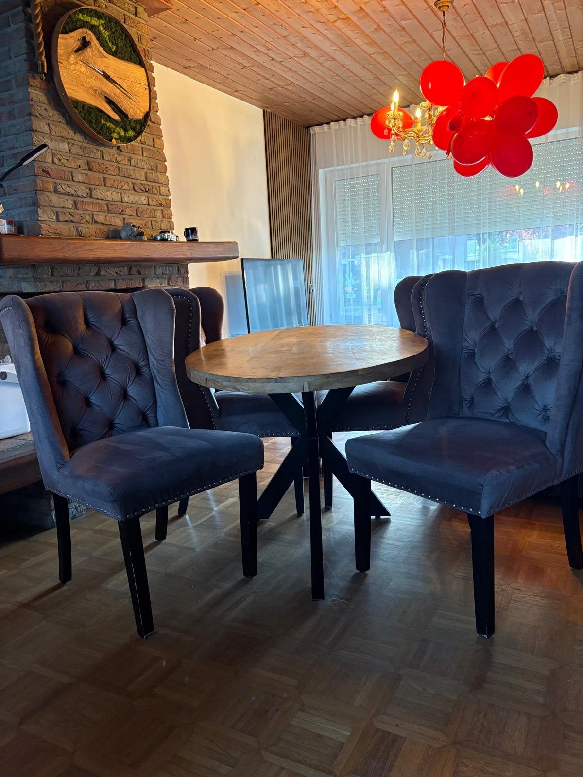 Mongolian Tafel met stoelen, Ophalen of Verzenden, Zo goed als nieuw, Mongool, Vier