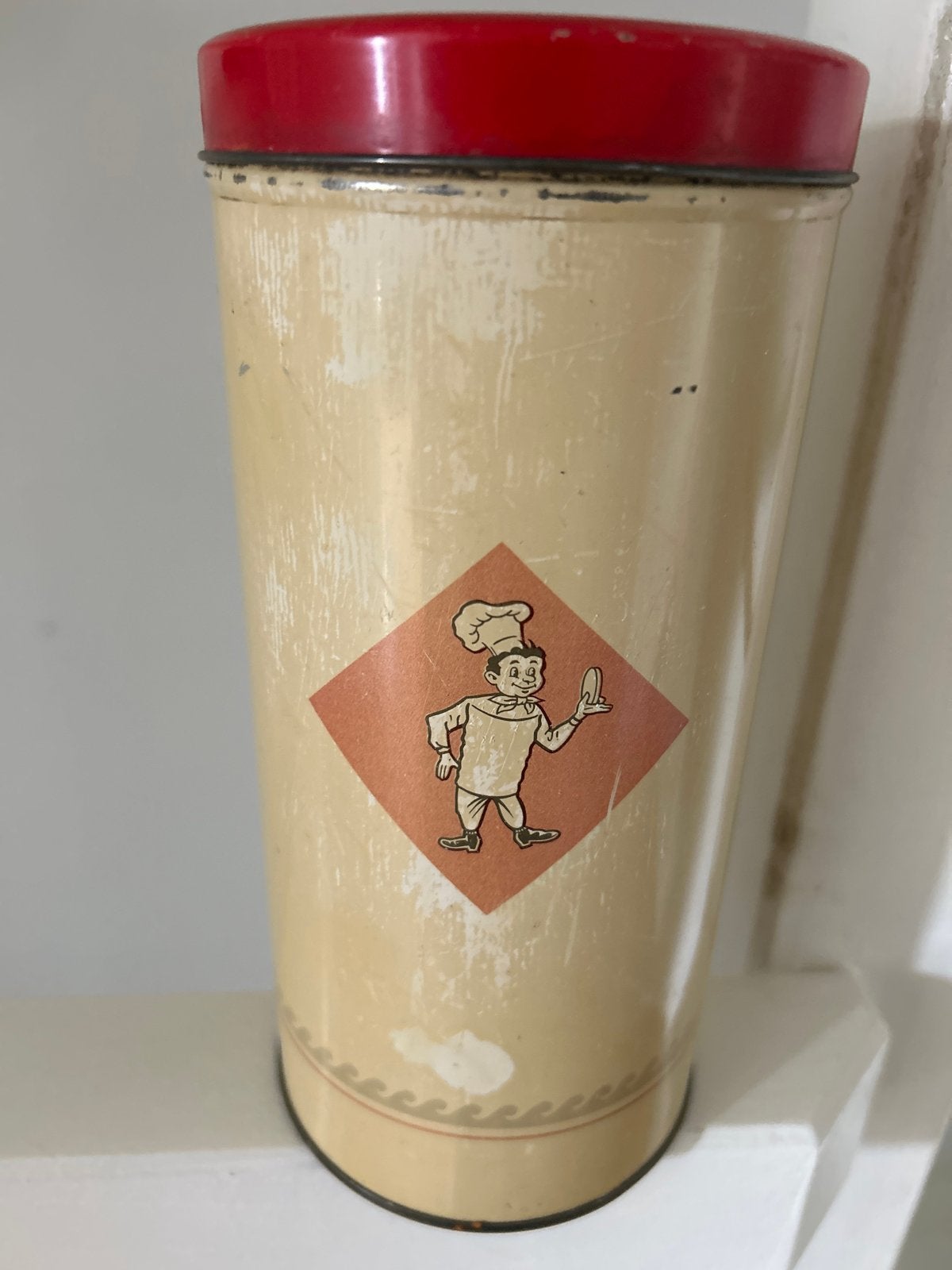 Vintage beschuitbus Bolletje  en rood deksel, Antiek en Kunst, Ophalen of Verzenden