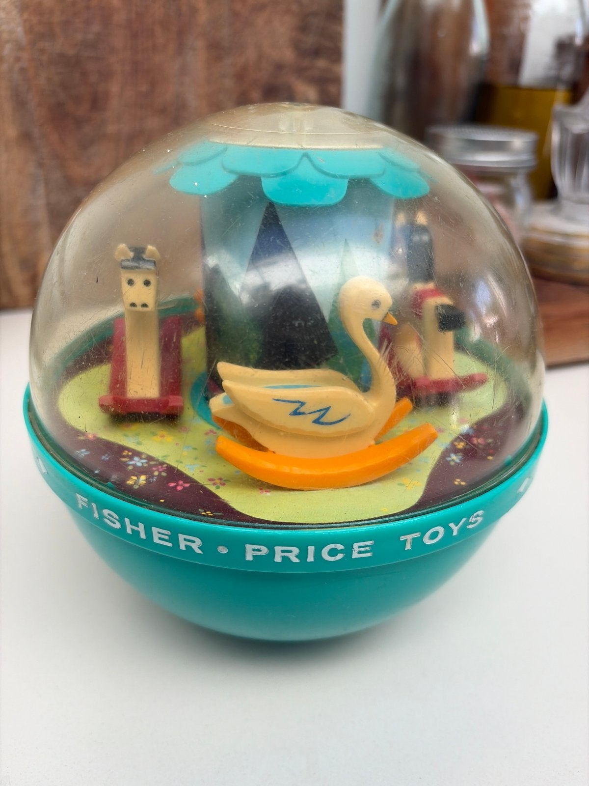 Vintage Fisher-Price Roly Poly Chime Ball (1965), Ophalen of Verzenden, Gebruikt, Overige typen, Met geluid