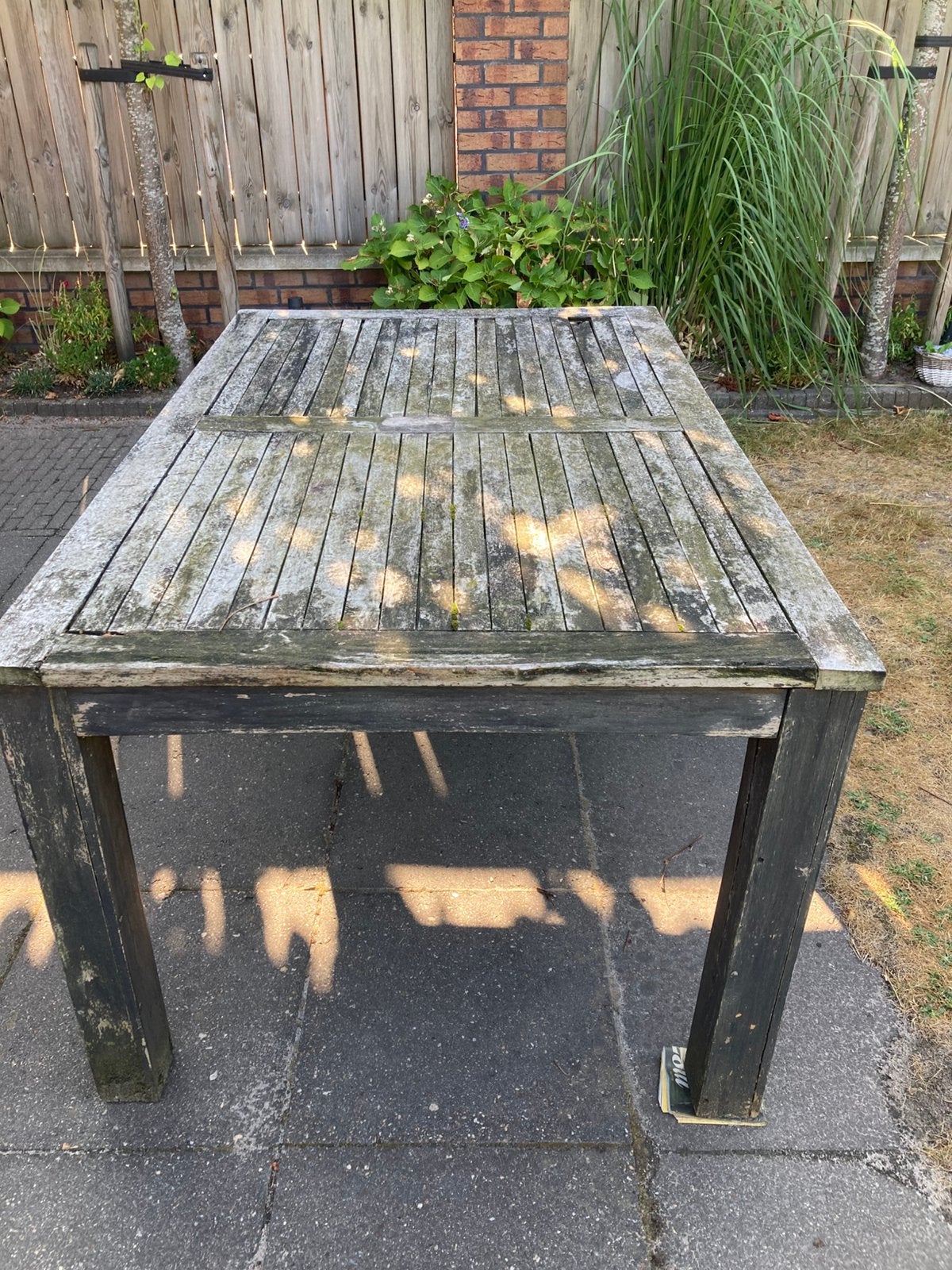 GRATIS tuintafel 160x100, Tuin en Terras, Tuintafels, Gebruikt, Rechthoekig, Hout, Ophalen